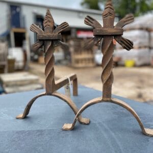 Modernist Twisted Fire Dogs