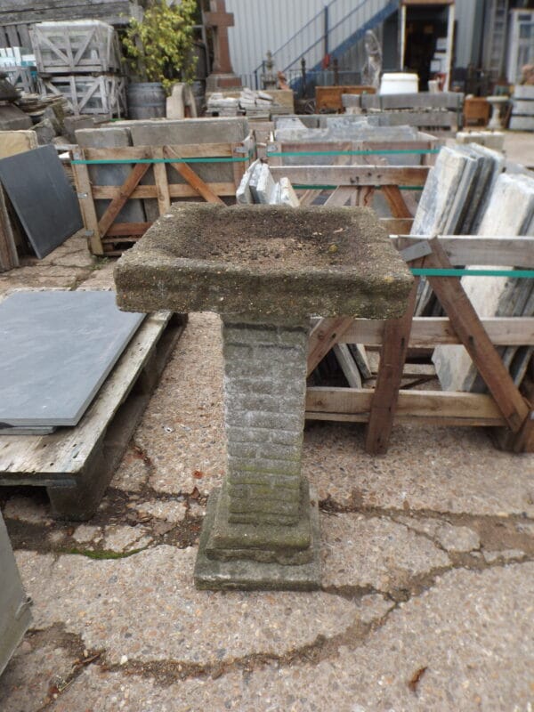 Weathered Square Bird Bath