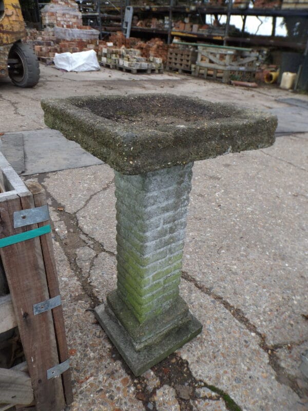 Weathered Square Bird Bath