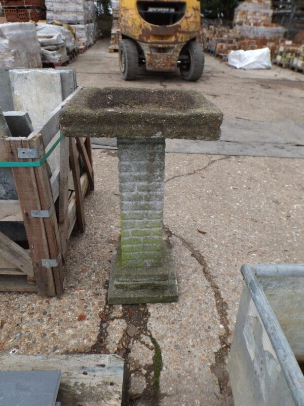 Weathered Square Bird Bath