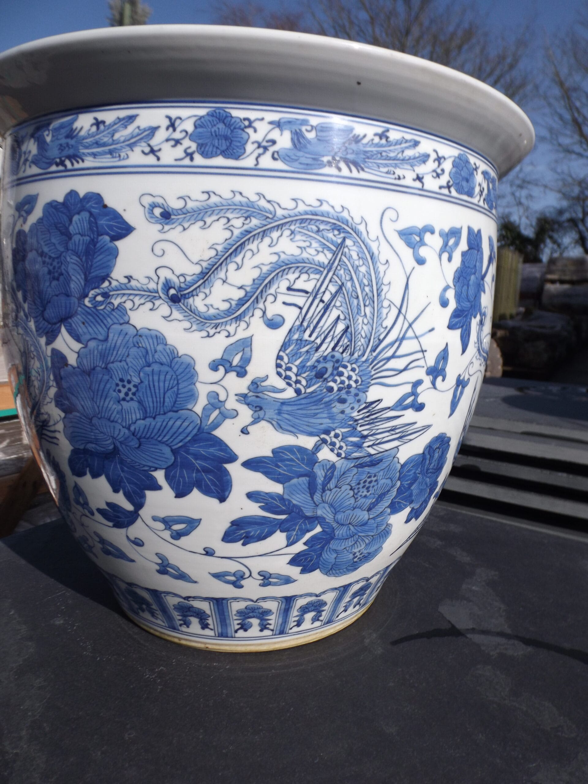 Blue &Amp; White Chinese Jardiniere - Best Reclamation Chinoiserie
