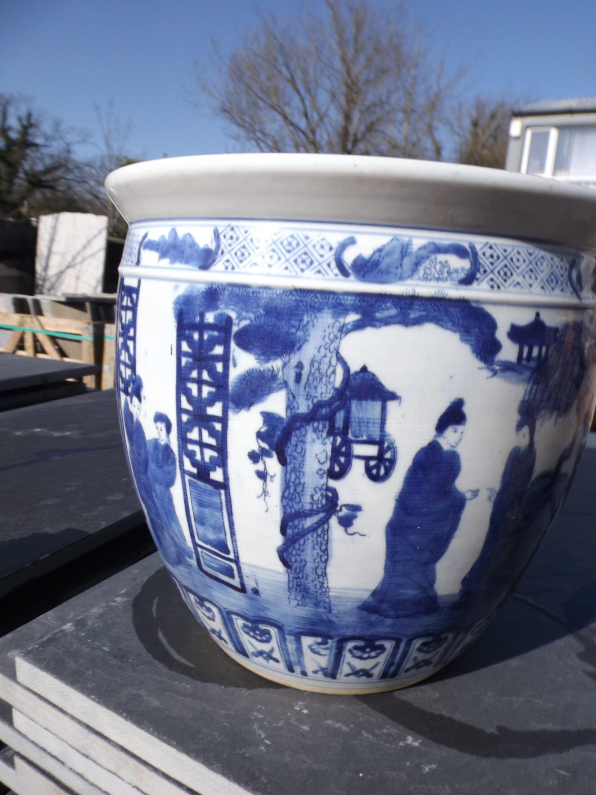 Blue &Amp; White Chinese Jardiniere - Best Reclamation Chinese Jardiniere