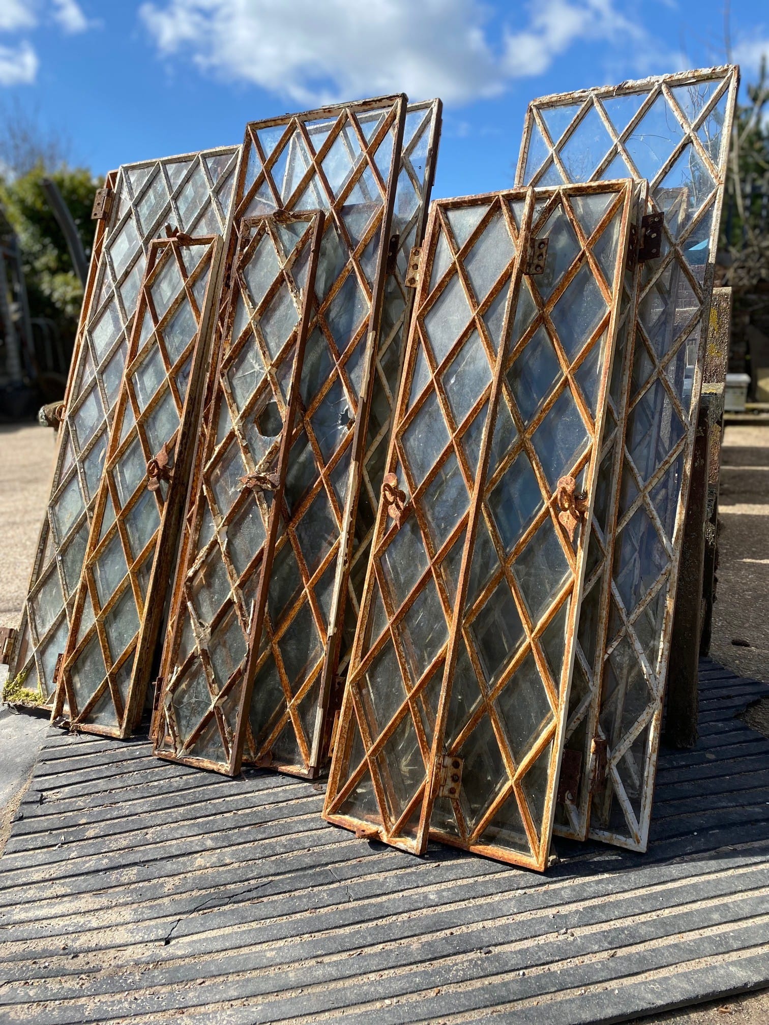 Antique Cast Iron Diamond Lattice Windows - Best Reclamation Antique Cast Iron Diamond Lattice Windows