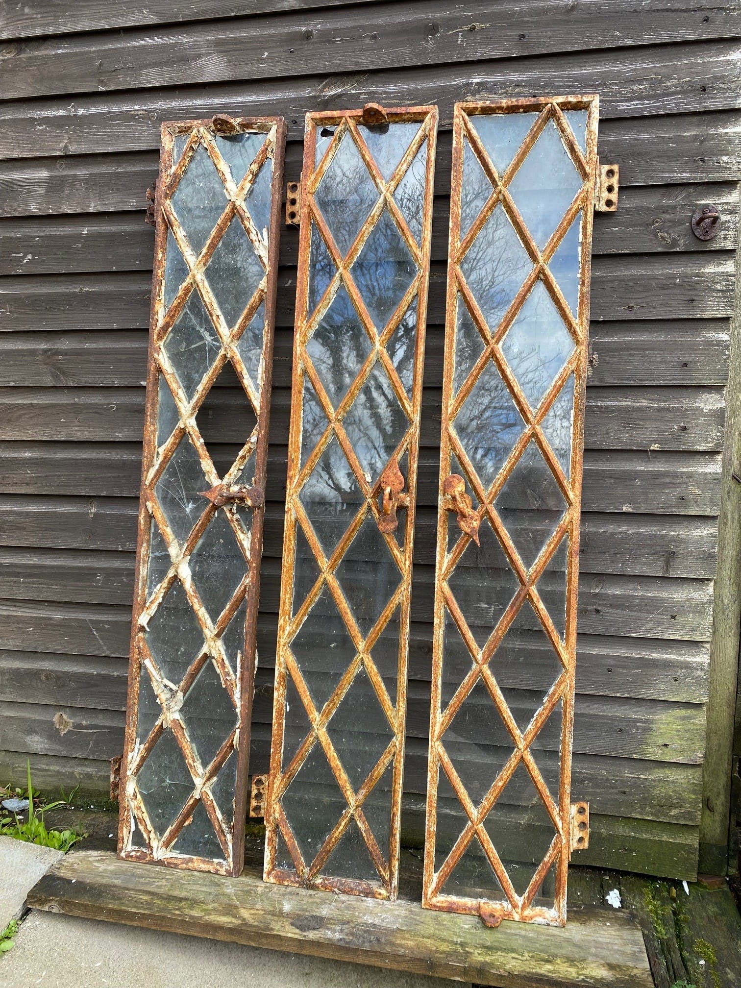 Antique Cast Iron Diamond Lattice Windows - Best Reclamation Cast Iron Windows