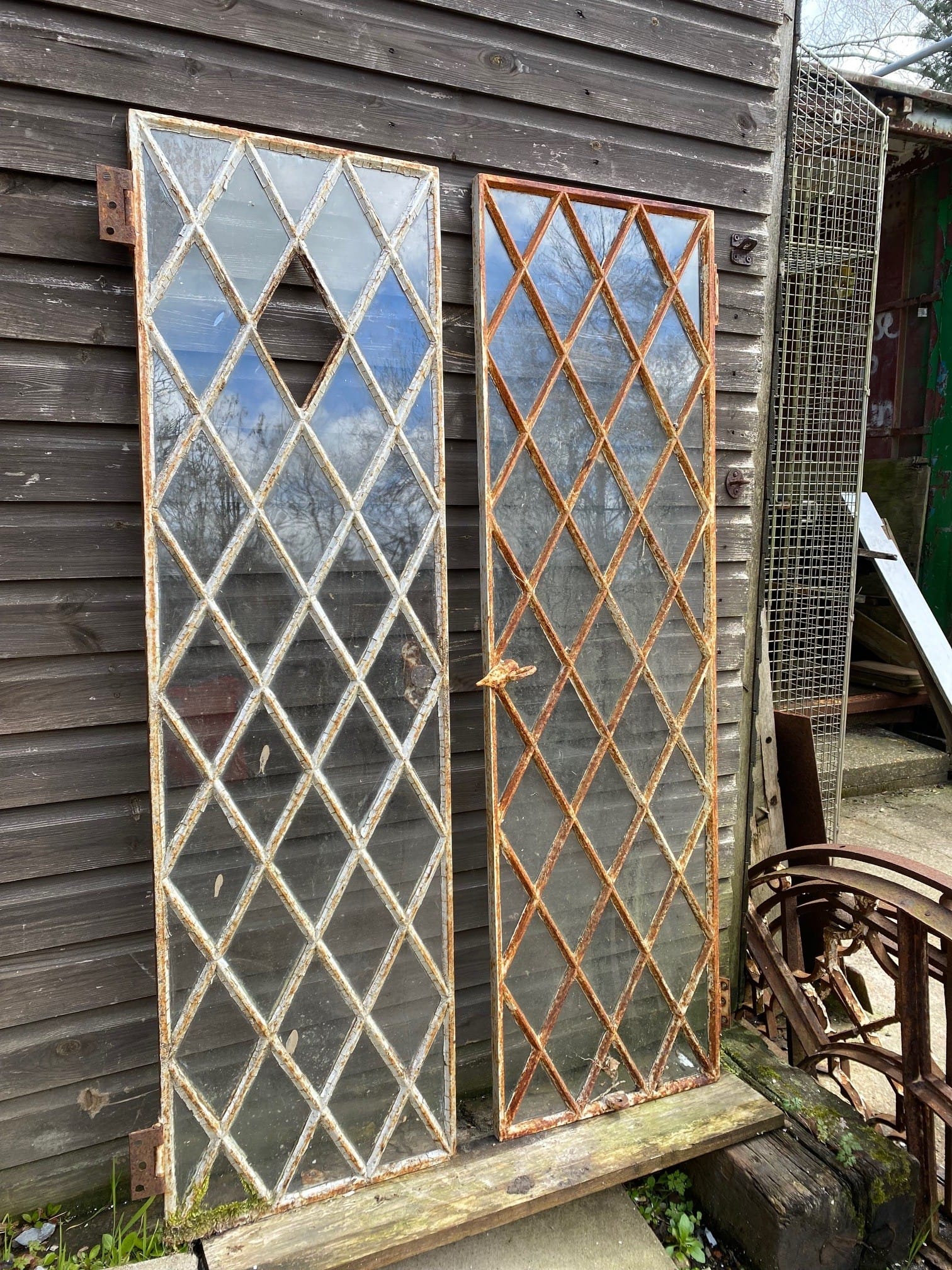 Antique Cast Iron Diamond Lattice Windows - Best Reclamation Doors &Amp; Windows