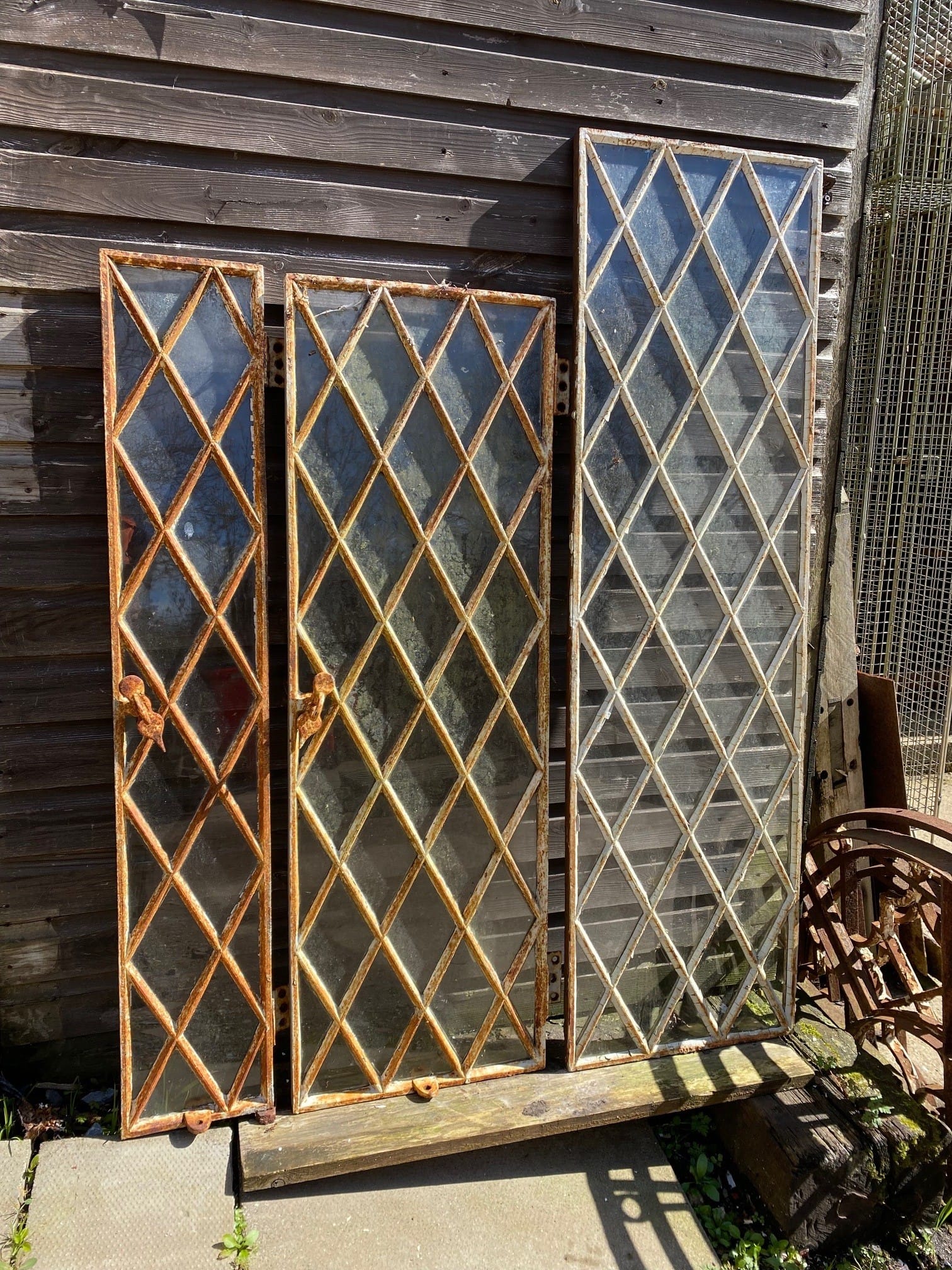 Antique Cast Iron Diamond Lattice Windows - Best Reclamation Antique Cast Iron Diamond Lattice Windows