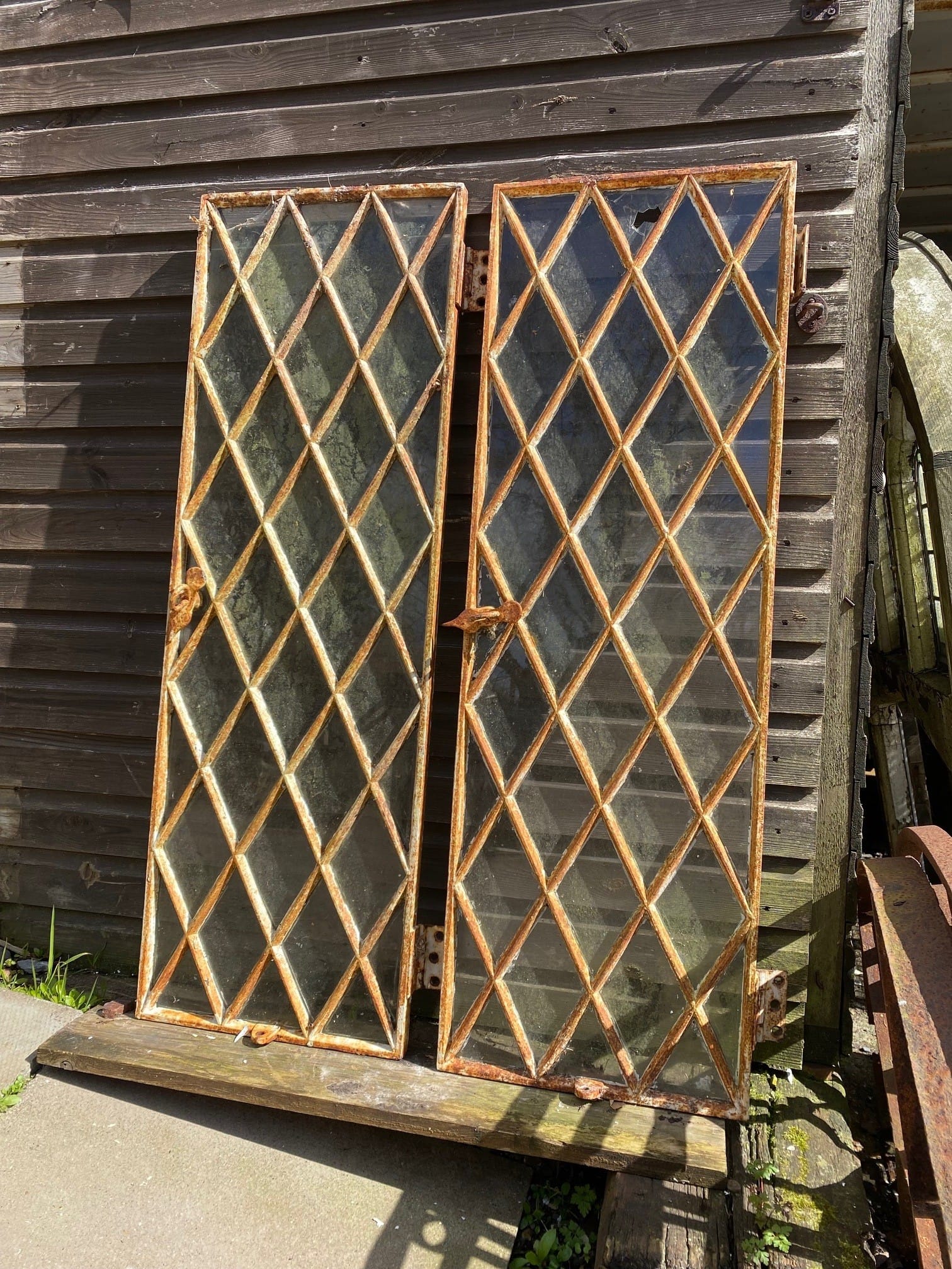 Antique Cast Iron Diamond Lattice Windows - Best Reclamation Antique Windows
