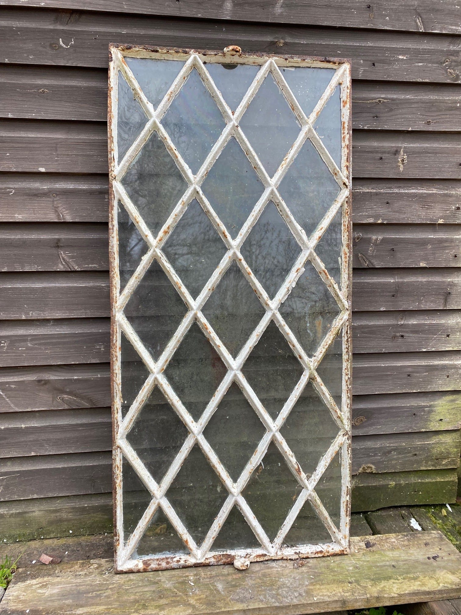 Antique Cast Iron Diamond Lattice Window - Best Reclamation Doors &Amp; Windows