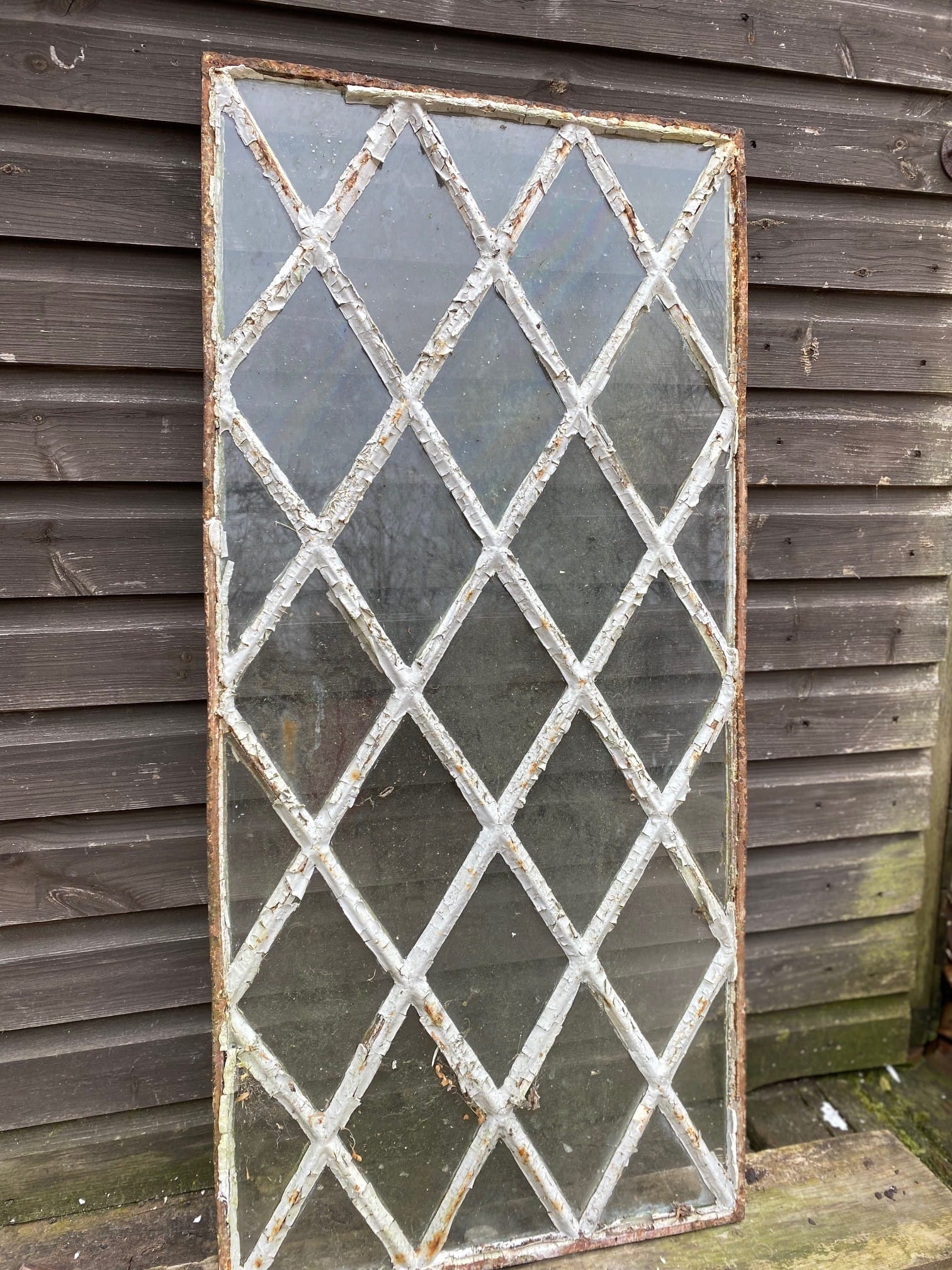 Antique Cast Iron Diamond Lattice Window - Best Reclamation Vintage Cast Iron Windows