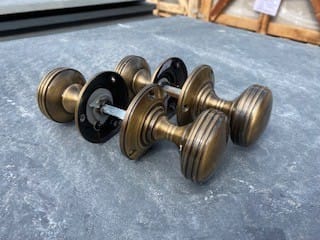 Antique Style Door Knobs - Best Reclamation Antique Brass Door Knobs With A Reeded Design.
