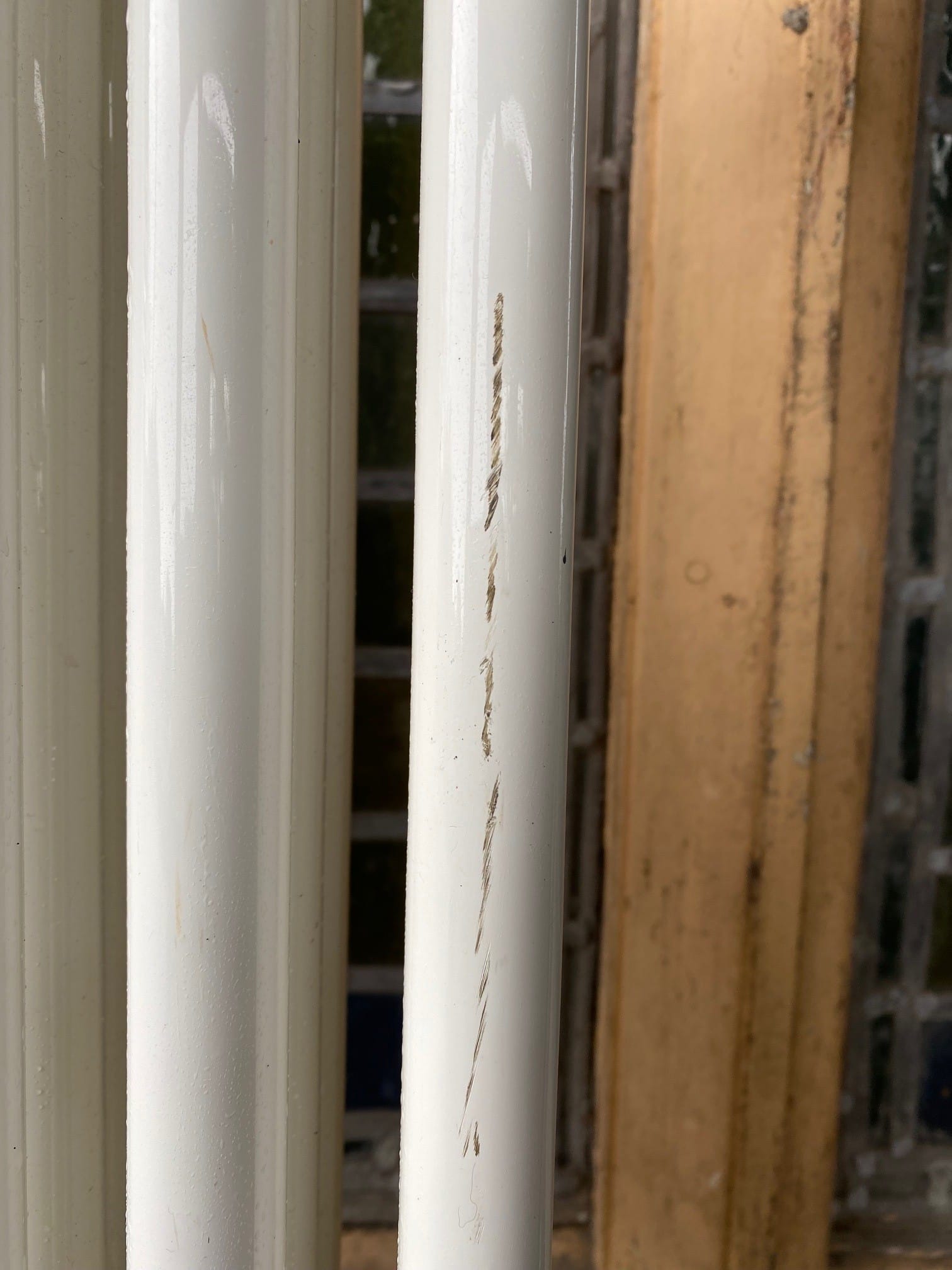 Reclaimed Radiator Towel Rail - Best Reclamation Scuff Marks On A Column Style Radiator.
