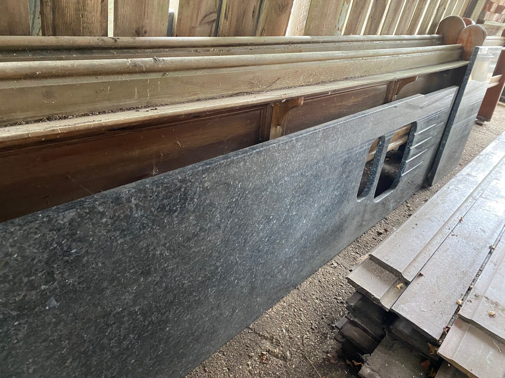 Reclaimed Granite Worktop - Best Reclamation A Long Reclaimed Granite Worktop With Two Sink Holes And A Return For Setting Into A Corner.