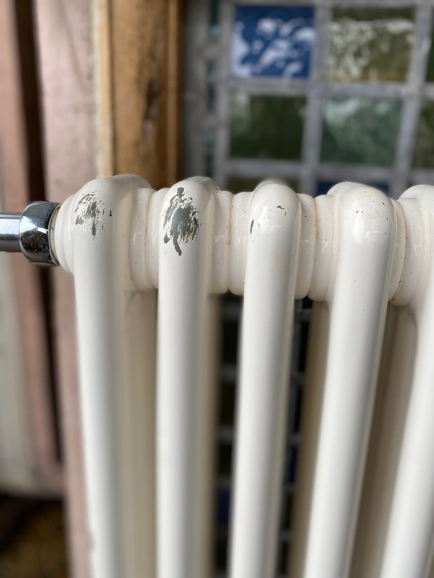Reclaimed Radiator Towel Rail - Best Reclamation Paint Marks On A Radiator Needing Removal.